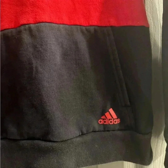 Adidas Hoodie Sweatshirt Youth size Medium 10-12 in red black white EUC - Picture 3 of 9